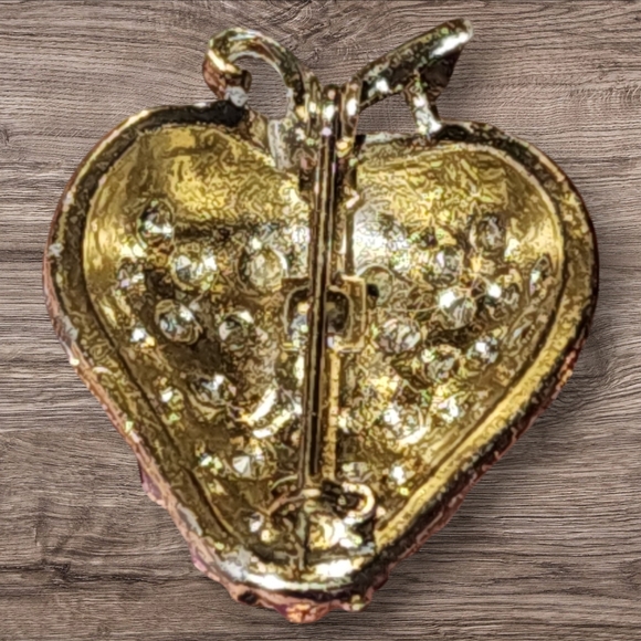 Vintag Strawberry Aurora Borealis Rhinestones Petite Brooch/Pin - Picture 8 of 9